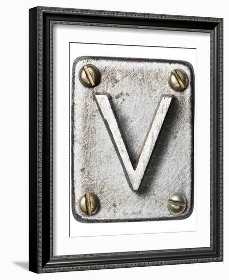 Old Metal Alphabet Letter V-donatas1205-Framed Art Print