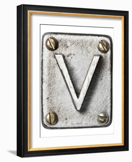 Old Metal Alphabet Letter V-donatas1205-Framed Art Print