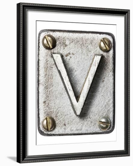 Old Metal Alphabet Letter V-donatas1205-Framed Art Print