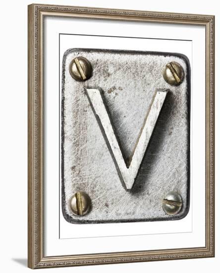 Old Metal Alphabet Letter V-donatas1205-Framed Art Print