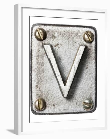 Old Metal Alphabet Letter V-donatas1205-Framed Art Print