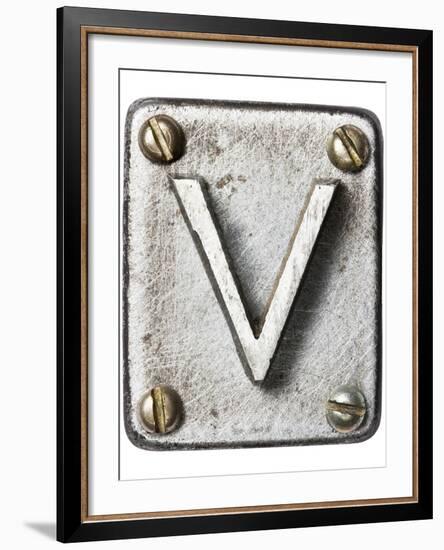 Old Metal Alphabet Letter V-donatas1205-Framed Art Print