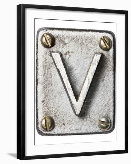 Old Metal Alphabet Letter V-donatas1205-Framed Art Print