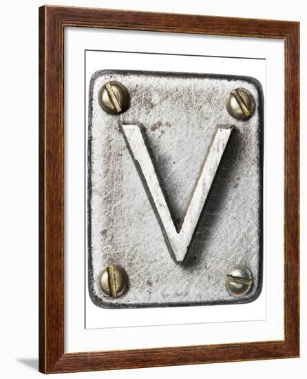 Old Metal Alphabet Letter V-donatas1205-Framed Art Print