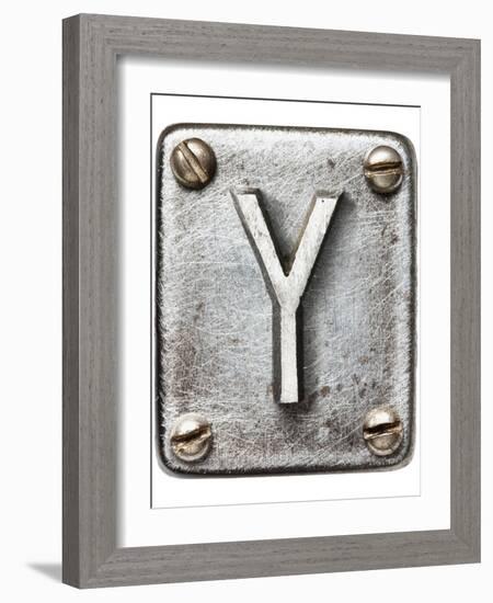 Old Metal Alphabet Letter Y-donatas1205-Framed Art Print