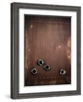Old Metal Background With Bullet Holes-Andrey_Kuzmin-Framed Art Print