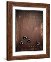 Old Metal Background With Bullet Holes-Andrey_Kuzmin-Framed Art Print