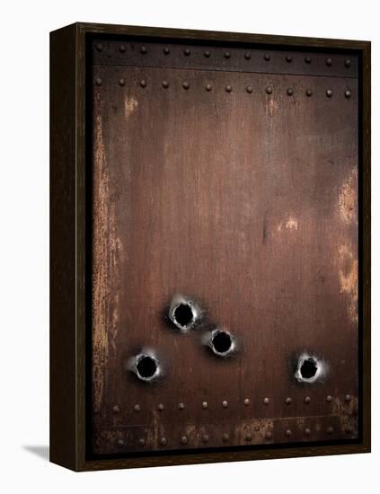 Old Metal Background With Bullet Holes-Andrey_Kuzmin-Framed Stretched Canvas