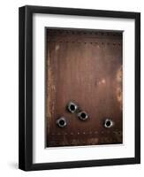Old Metal Background With Bullet Holes-Andrey_Kuzmin-Framed Art Print