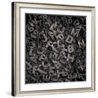 Old Metal Letters Background-Andrey_Kuzmin-Framed Art Print