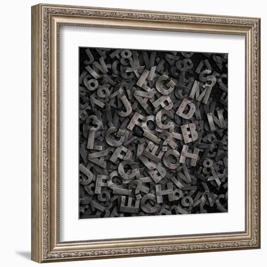 Old Metal Letters Background-Andrey_Kuzmin-Framed Art Print
