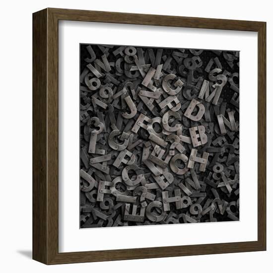 Old Metal Letters Background-Andrey_Kuzmin-Framed Art Print