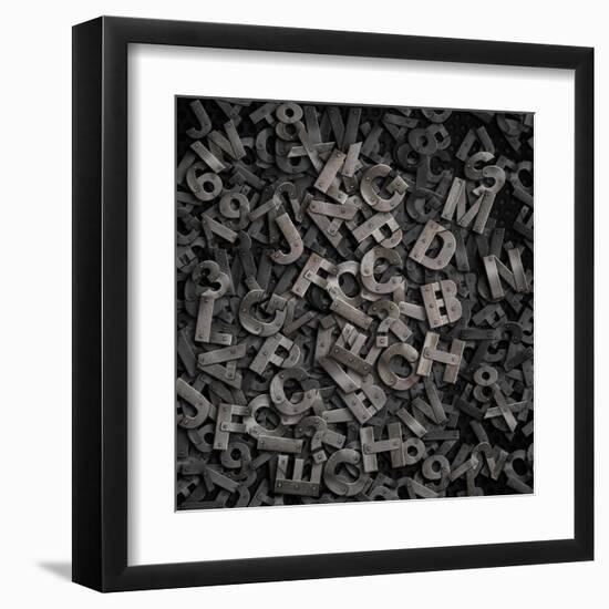 Old Metal Letters Background-Andrey_Kuzmin-Framed Art Print