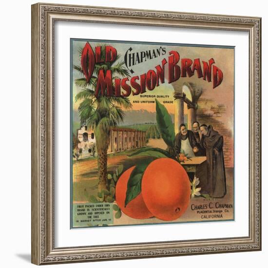 Old Mission Brand - Placentia, California - Citrus Crate Label-Lantern Press-Framed Art Print