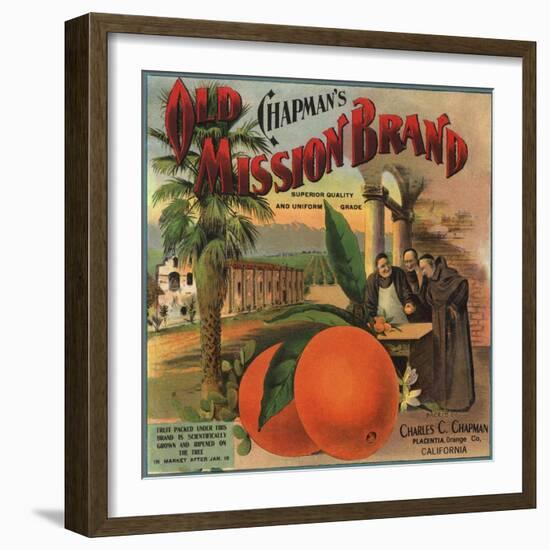 Old Mission Brand - Placentia, California - Citrus Crate Label-Lantern Press-Framed Art Print