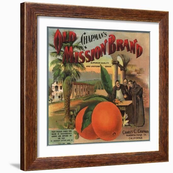 Old Mission Brand - Placentia, California - Citrus Crate Label-Lantern Press-Framed Art Print