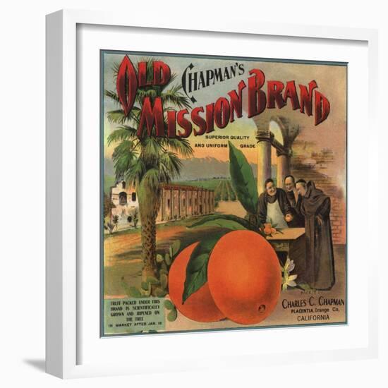 Old Mission Brand - Placentia, California - Citrus Crate Label-Lantern Press-Framed Art Print