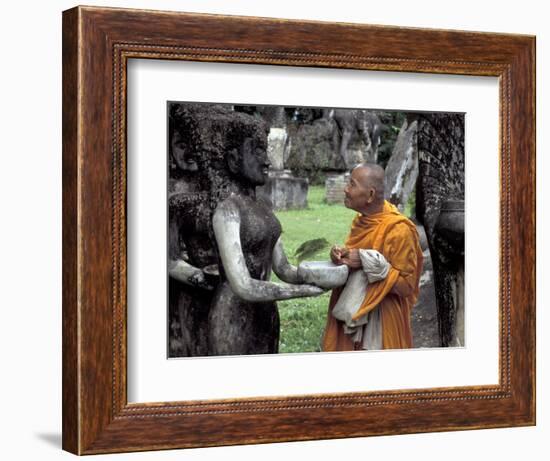 Old Monk Praying at Xieng Khuan (Buddha Park), Laos-Keren Su-Framed Photographic Print