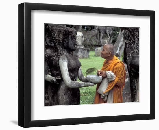 Old Monk Praying at Xieng Khuan (Buddha Park), Laos-Keren Su-Framed Photographic Print