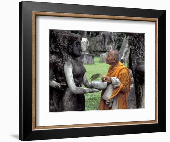 Old Monk Praying at Xieng Khuan (Buddha Park), Laos-Keren Su-Framed Photographic Print