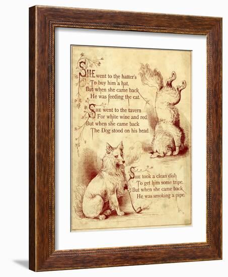 Old Mother Hubbard: Dog Standing Head and Smoking Pipe-null-Framed Photographic Print