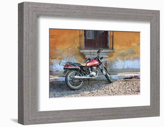 Old Motorcyle in Colonial Antigua, Guatemala-Charles Harker-Framed Photographic Print