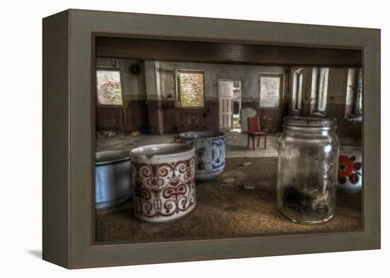 Old Mugs in Abandoned Interior-Nathan Wright-Framed Premier Image Canvas