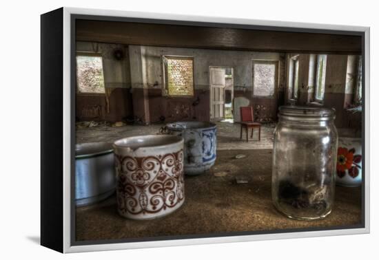 Old Mugs in Abandoned Interior-Nathan Wright-Framed Premier Image Canvas