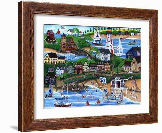 Old New England Seaside 4th of July Celebration-Cheryl Bartley-Framed Giclee Print