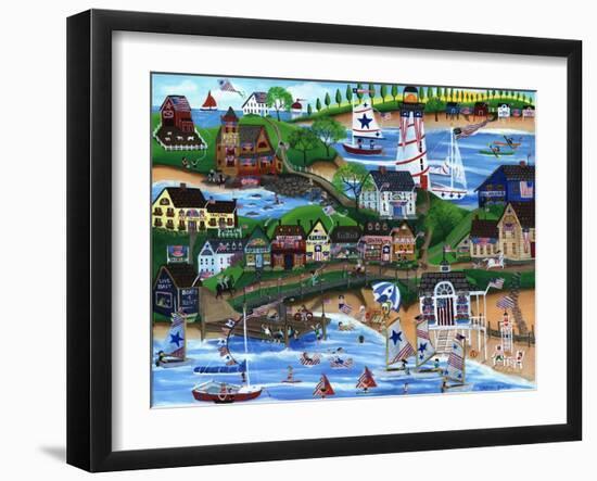 Old New England Seaside 4th of July Celebration-Cheryl Bartley-Framed Giclee Print