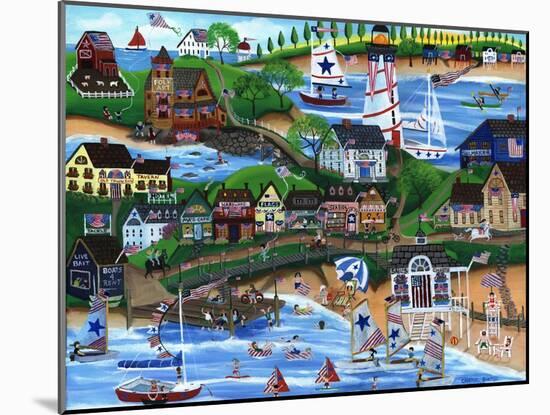 Old New England Seaside 4th of July Celebration-Cheryl Bartley-Mounted Giclee Print