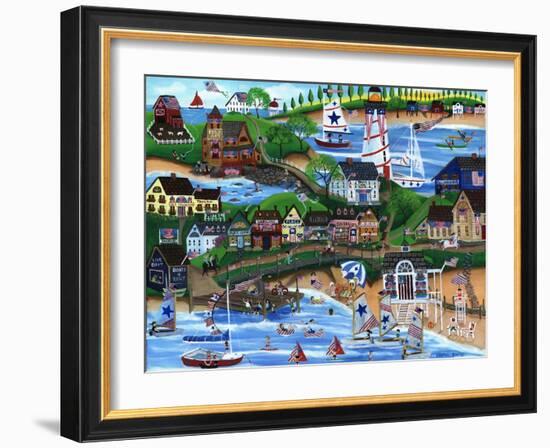 Old New England Seaside 4th of July Celebration-Cheryl Bartley-Framed Giclee Print