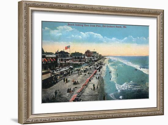 Old Orchard Beach, Maine - Eastern View from the Pier-Lantern Press-Framed Art Print