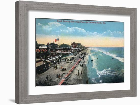 Old Orchard Beach, Maine - Eastern View from the Pier-Lantern Press-Framed Art Print