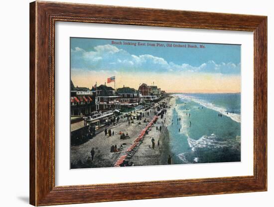 Old Orchard Beach, Maine - Eastern View from the Pier-Lantern Press-Framed Art Print