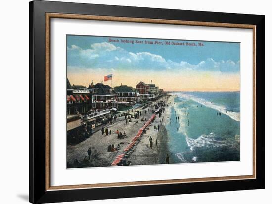 Old Orchard Beach, Maine - Eastern View from the Pier-Lantern Press-Framed Art Print