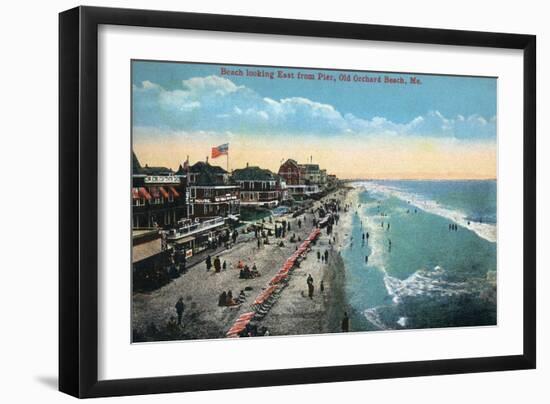 Old Orchard Beach, Maine - Eastern View from the Pier-Lantern Press-Framed Art Print