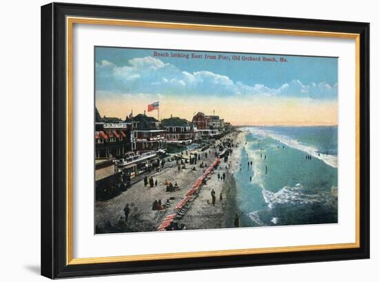 Old Orchard Beach, Maine - Eastern View from the Pier-Lantern Press-Framed Art Print