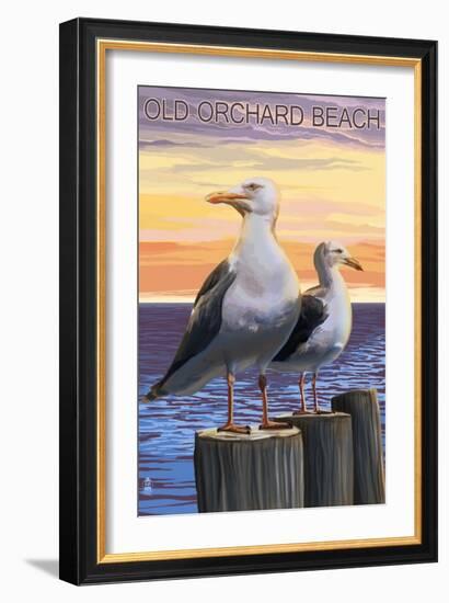 Old Orchard Beach, Maine - Seagull-Lantern Press-Framed Art Print