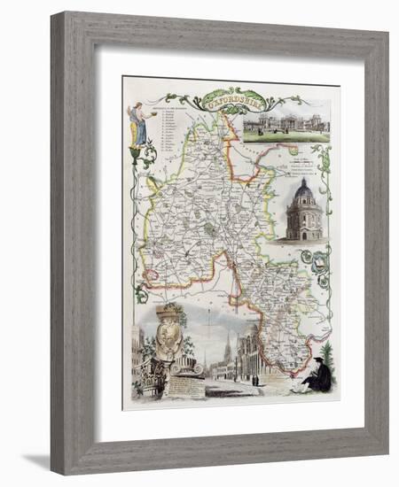 Old Oxfordshire Map-marzolino-Framed Art Print