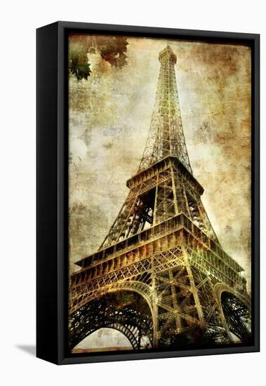 Old Paris -Vintage Series - Eiffel Tower-Maugli-l-Framed Stretched Canvas