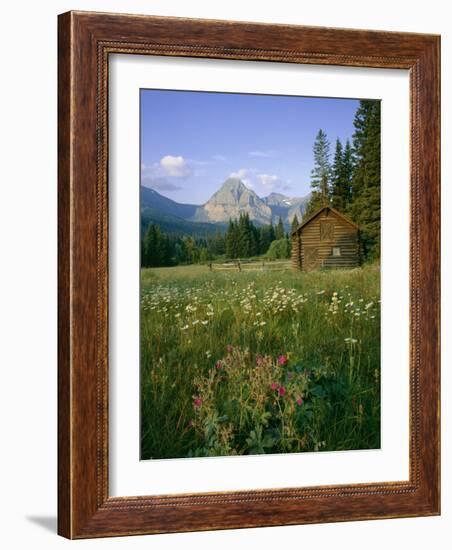 Old Park Service cabin in the Cut Bank Valley of Glacier National Park in Montana-Chuck Haney-Framed Photographic Print