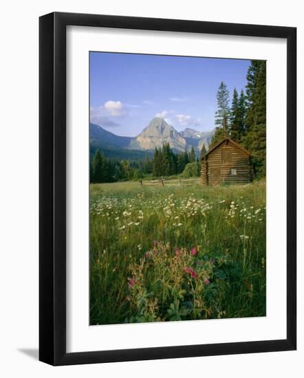 Old Park Service cabin in the Cut Bank Valley of Glacier National Park in Montana-Chuck Haney-Framed Photographic Print