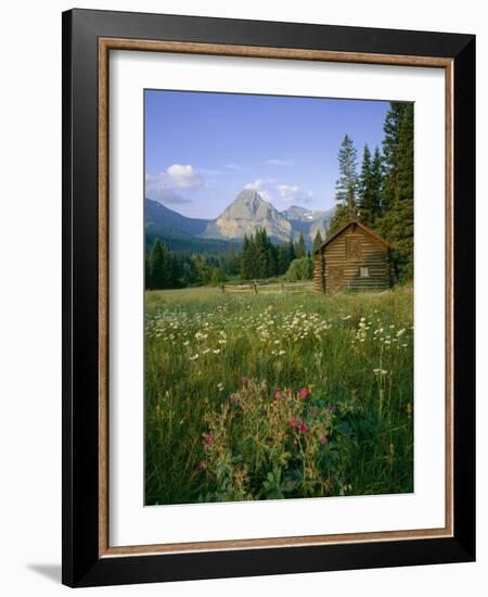 Old Park Service cabin in the Cut Bank Valley of Glacier National Park in Montana-Chuck Haney-Framed Photographic Print