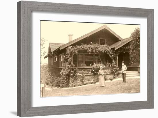 Old People with Craftsman House-null-Framed Art Print