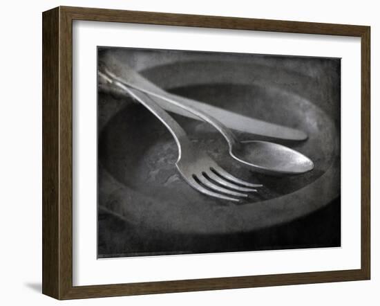 Old Pewter Flatware on an Old Pewter Plate-Steve Lupton-Framed Photographic Print