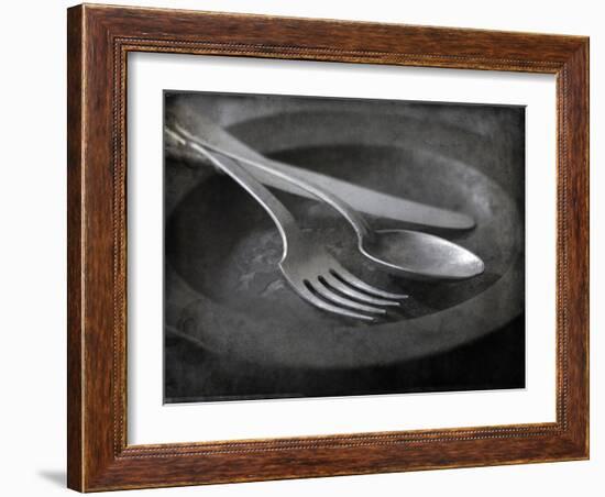 Old Pewter Flatware on an Old Pewter Plate-Steve Lupton-Framed Photographic Print