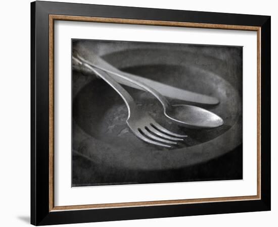 Old Pewter Flatware on an Old Pewter Plate-Steve Lupton-Framed Photographic Print