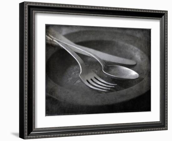 Old Pewter Flatware on an Old Pewter Plate-Steve Lupton-Framed Photographic Print