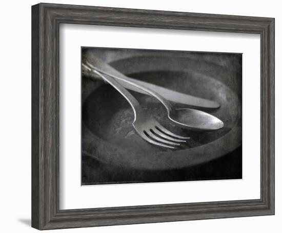 Old Pewter Flatware on an Old Pewter Plate-Steve Lupton-Framed Photographic Print